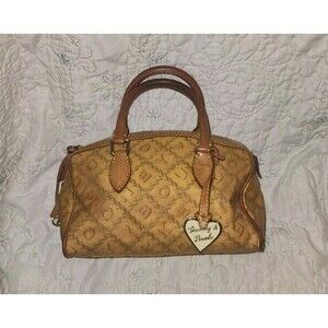 Dooney and Bourke Small Dome Canvas and Leather Signature Ivory Lara Handbag